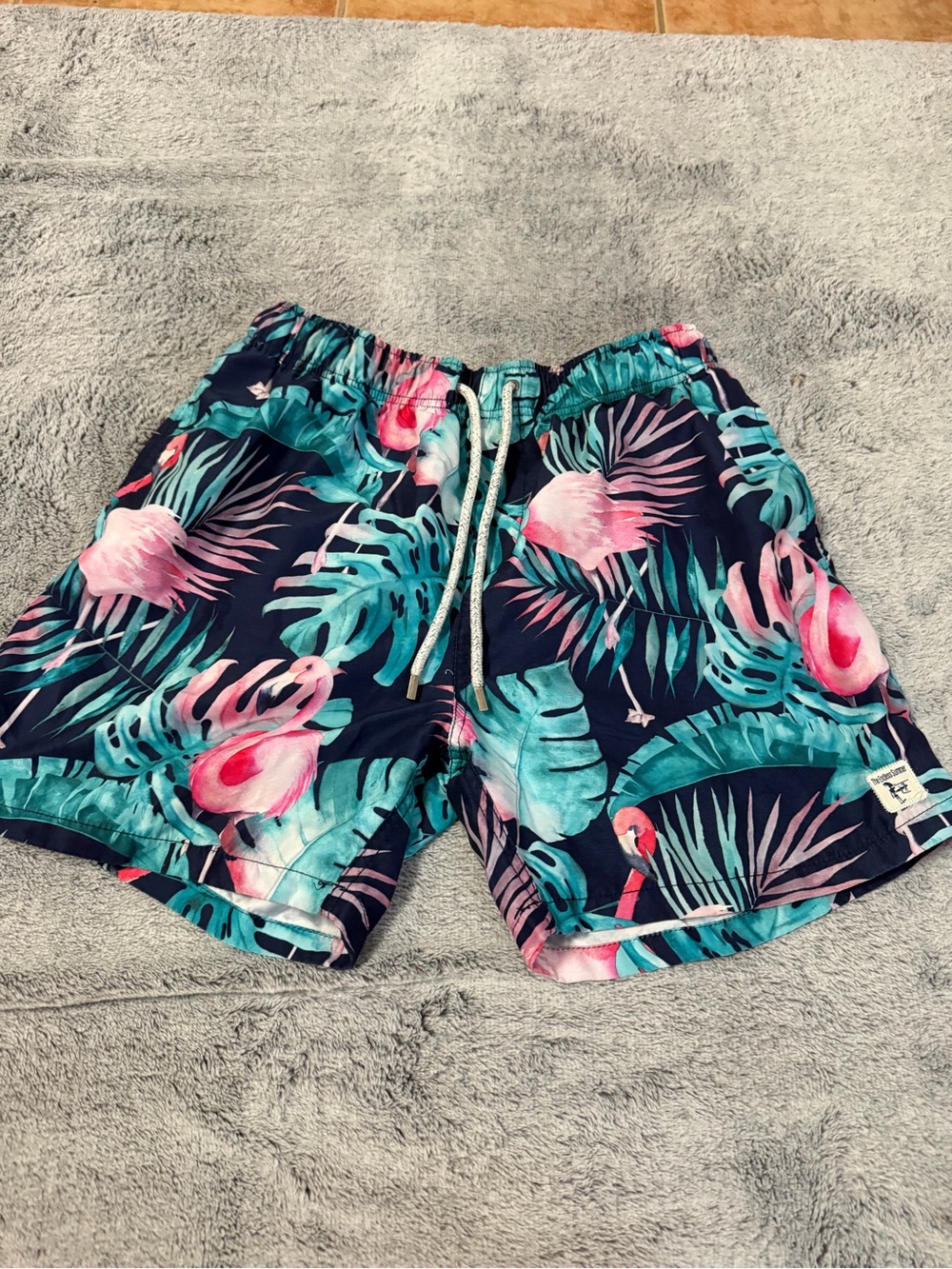 The endless summer size medium Men's Tropical Flamingo Swim Shorts - Pink & Teal